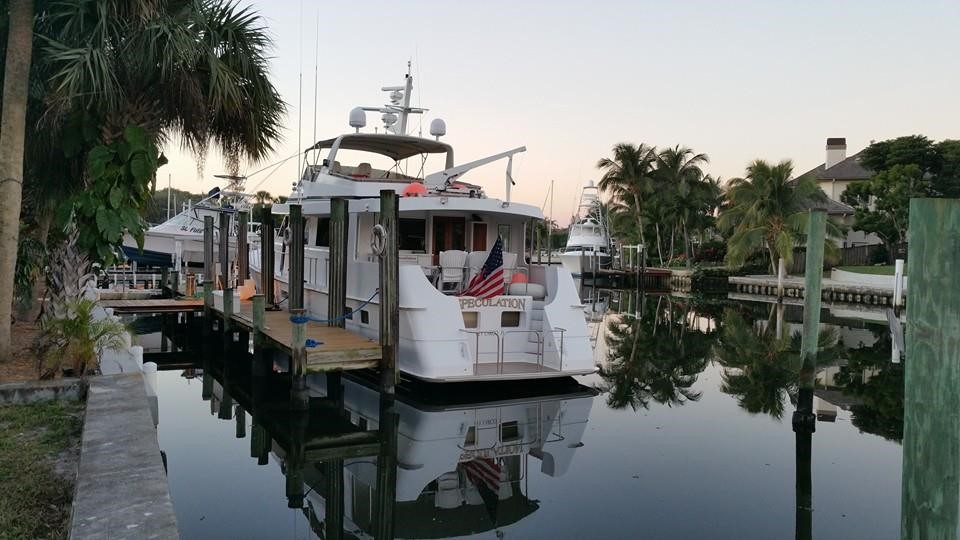 Hatteras docked in Palm Beach and ready for sale to benefit charity.